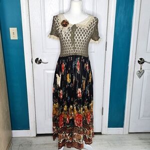 Boho Handmade Upcycled Maxi Dress XS-SMALL